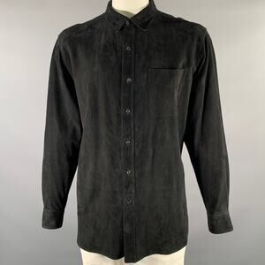 RALPH LAUREN Size XL Black Suede Long Sleeve Shirt